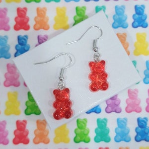 Gummy Bear earrings / Realistic looking / Resin / Red Gummies / Birthday Party