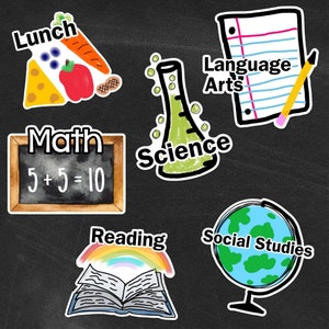 6 handgezeichnete Doodles für Lehrer in SCHULFÄNDER / für den Stundenplan der Grundschule / für das Kindergartenalter / für das Kindergartenkind