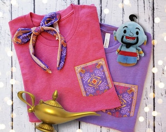 Magic Carpet Pocket Tee, Arabian Nights Shirt, Custom Colors