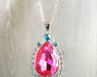 Amuleto rosa, Sofía la Primera, Collar de Sofía la Primera, Amuleto mágico de imitación, Para cosplay o disfraz, AMULETO en forma de lágrima, Listo para enviar