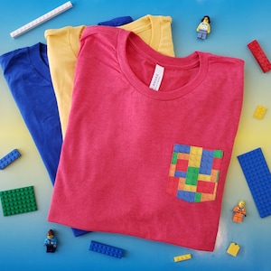 Toy Bricks / Custom pocket t-shirt/ Request your favorite color in comments at checkout / Unisex shirts