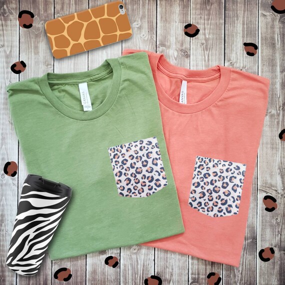 Leopard Print Shirt Leopard Pocket Tee Leopard Design Tshirt Leopard Print Shirt Leopard Pocket Tee Leopard Design Tshirt