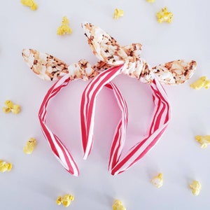 Popcorn Headband / 1 circus bow, Popcorn bow /Movie Theater Bow / Knotty Bow / knotted bow One size fits most / Movie night headband