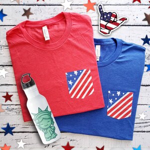 AMERICAN Flag / USA pocket tee / UNITED States Custom pocket t-shirt/ Request your favorite color in comments at checkout / Unisex shirts