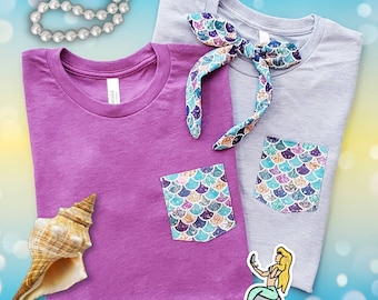 Mermaid Scales Pocket Tee, Under the Sea Shirt