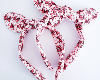 Red Bows with dots knotted headband/ Knotty Bow / knotted bow One size fits most