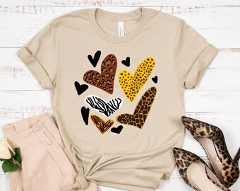 Wild hearts shirt / Whimsical Hearts shirt / Jungle shirt / Zoo shirt / Leopard Hearts shirt / Unisex tees / Short-Sleeve Unisex T-Shirt