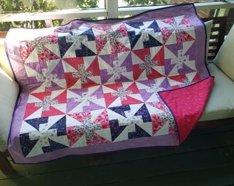 Pink and Purple Throw Quilt