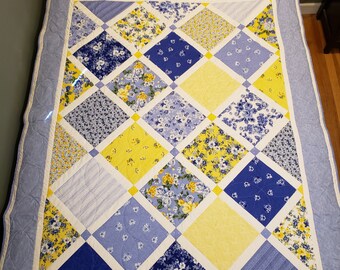 Blue and Yellow "Secret Garden" Quilt
