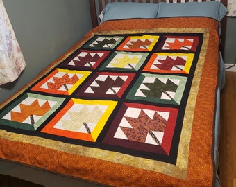 Autumn leaves throw quilt