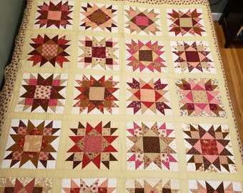 Red and Brown Union Star Full/Queen Quilt