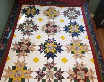 Flower garden throw quilt