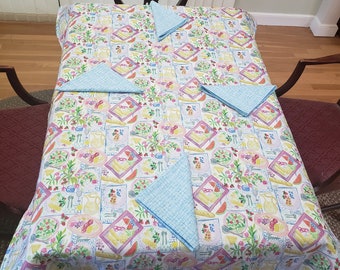 Lemonade and blueberries picnic quilt