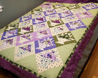 Purple and Green Flower Pot Quilt