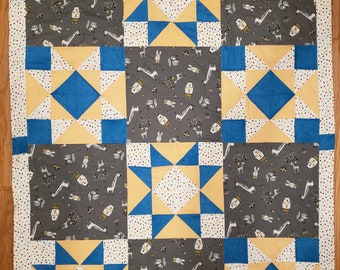 Woodland Creatures Dk Gray Crib Quilt