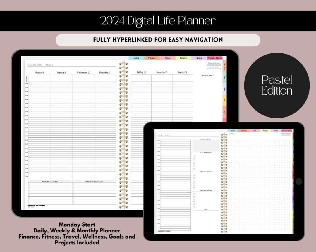 Digital Planner 2024 Ipad, A.2, Digital Journal, Daily Planner, Planner ...