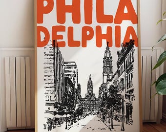Poster Philadelphia Skyline: Schwarz-Weiße Stadtwand-Kunst