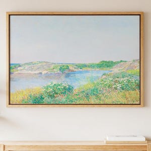 The Little Pond, Appledore von Childe Hassam – Sommerlandschaft an der Küste – auf Leinwand gerahmt und gewickelt
