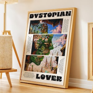 Surreal Sci-Fi Romance Poster – Dystopian Lovers in Fantasy Dreamscape – Framed and Canvas Print