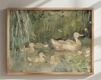 ART PRINT | Country Farm Duck Painting Poster | Vintage Nursery Decor | Vintage Nursery Wall Art | Antique Nursery | Nursery Wall Poster