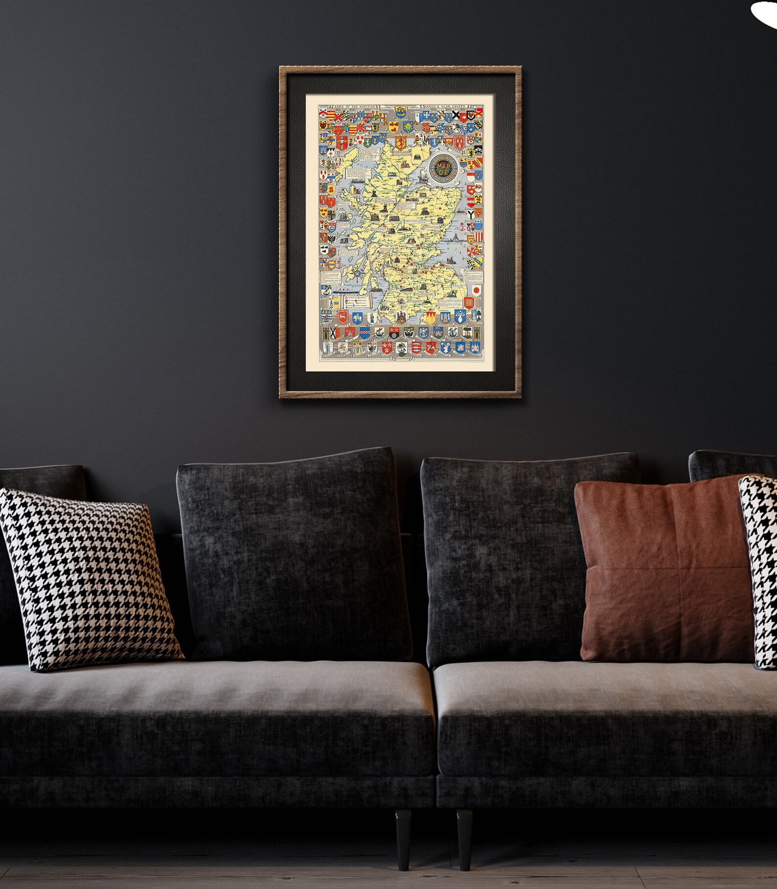 Scotland Map Map of Scotland Vintage Wall Decor Map Wall Art Historical ...