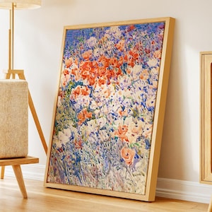The Island Garden (1892) von Childe Hassam – Aquarell Blumenkunst – Gerahmt und verpackt auf Leinwand