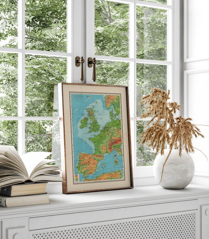 Map of Europe Wall Art / Western Europe Map Poster 1901 Map of Europe