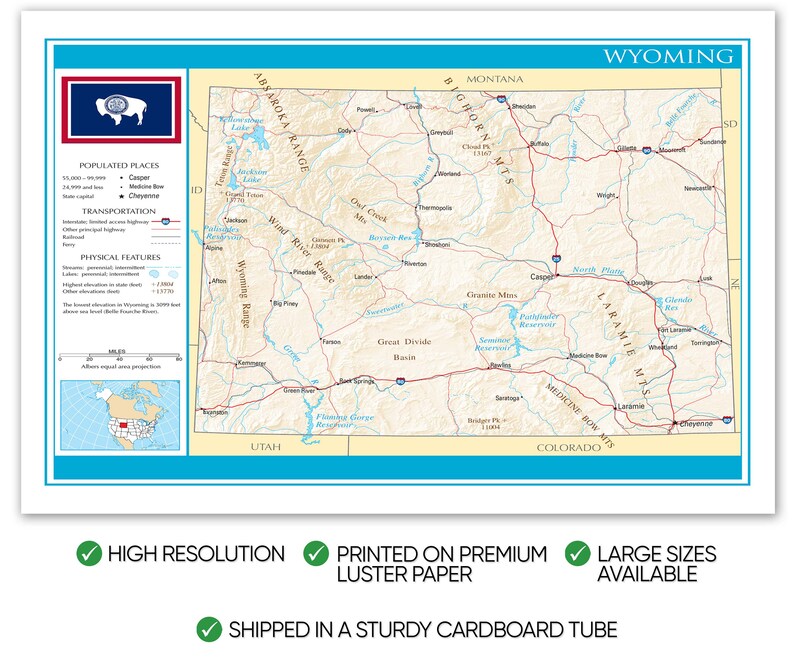 Wyoming Map Detailed Map Of Wyoming State Wyoming Geography Wall Map Il 794xN.4488525649 Shq6