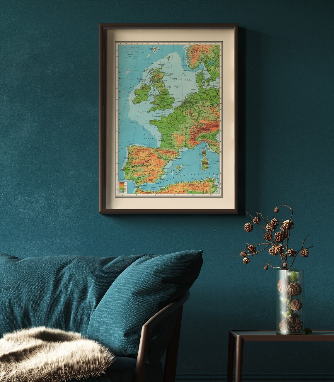 Map of Europe Wall Art / Western Europe Map Poster 1901 Map of Europe Wall Map, Map of Europe