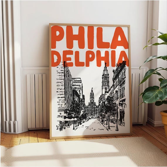 Philadelphia Skyline Poster: Black and White City Wall Art