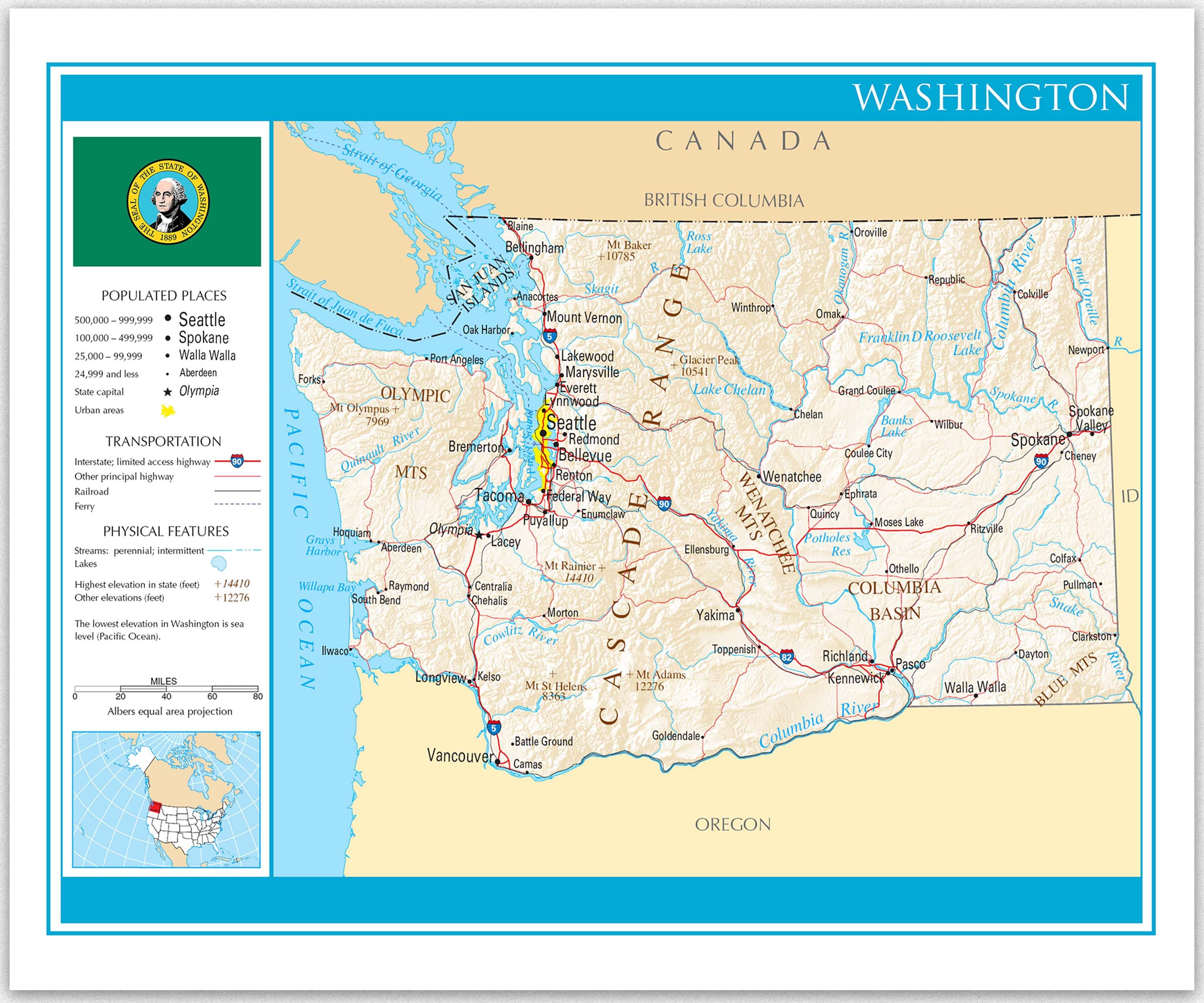 Washington map detailed map of washington state washington geography