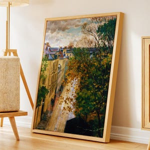 Rainy Autumn Street View – Historic City Landscape Print – Framed and Wrapped Canvas