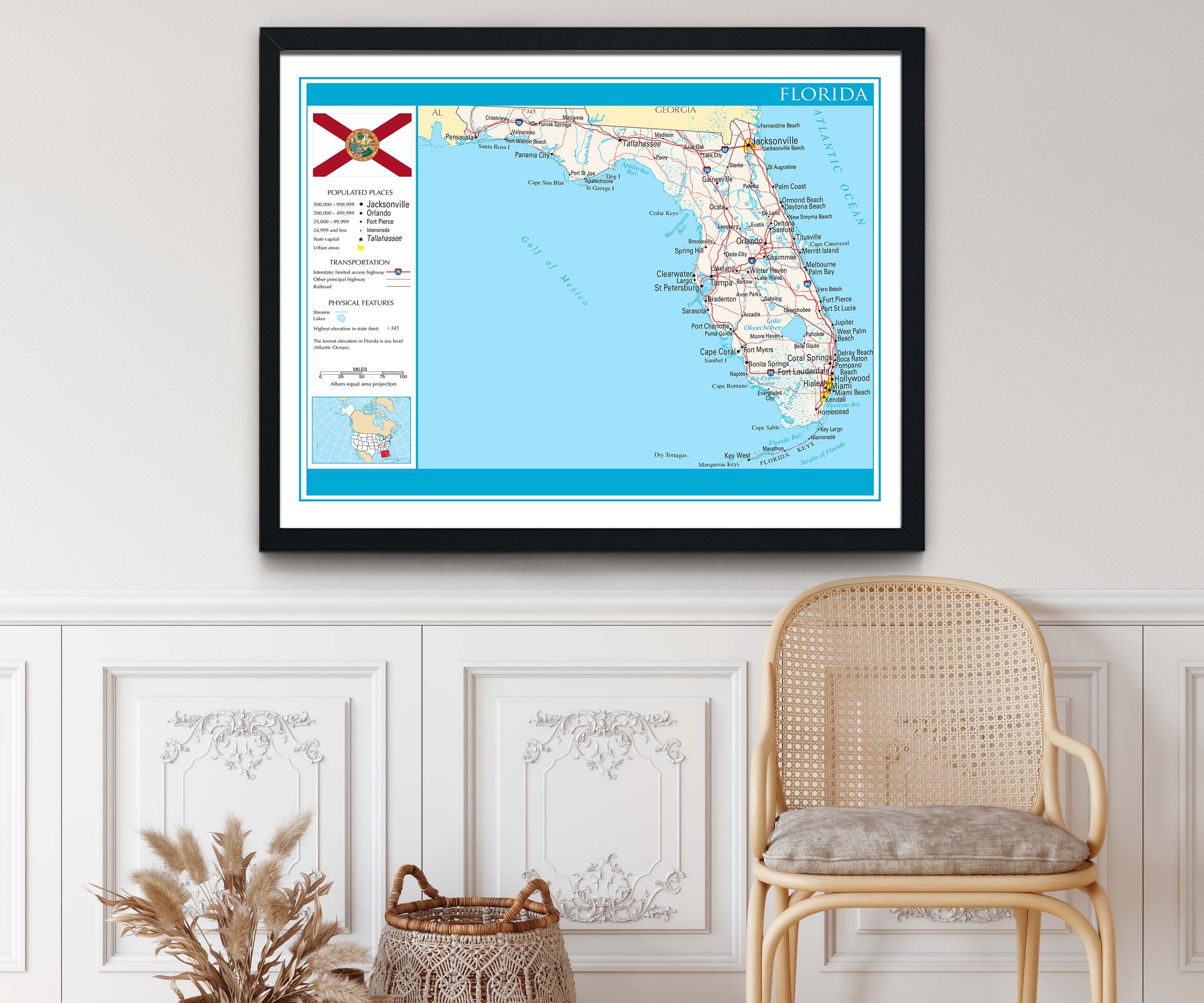 Map of Florida State Wall Art - Il Fullxfull.4425818765 Te73 