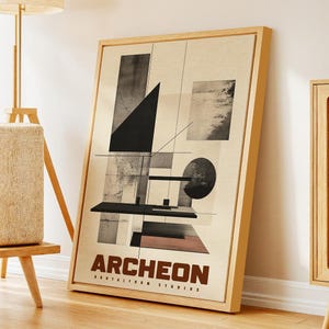 Brutalist Geometric Architecture Art – Minimal Concrete Structure Art – Framed and Wrapped Canvas