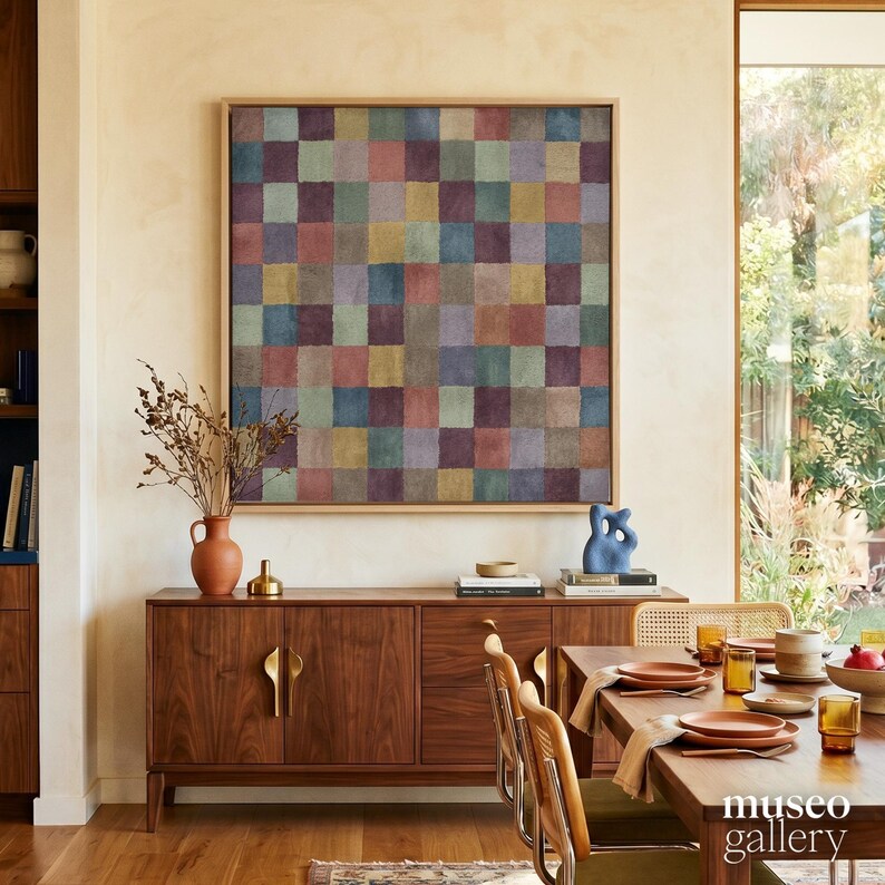 Pastel Checkerboard Canvas Print | Abstract Color Block Wall Art ...