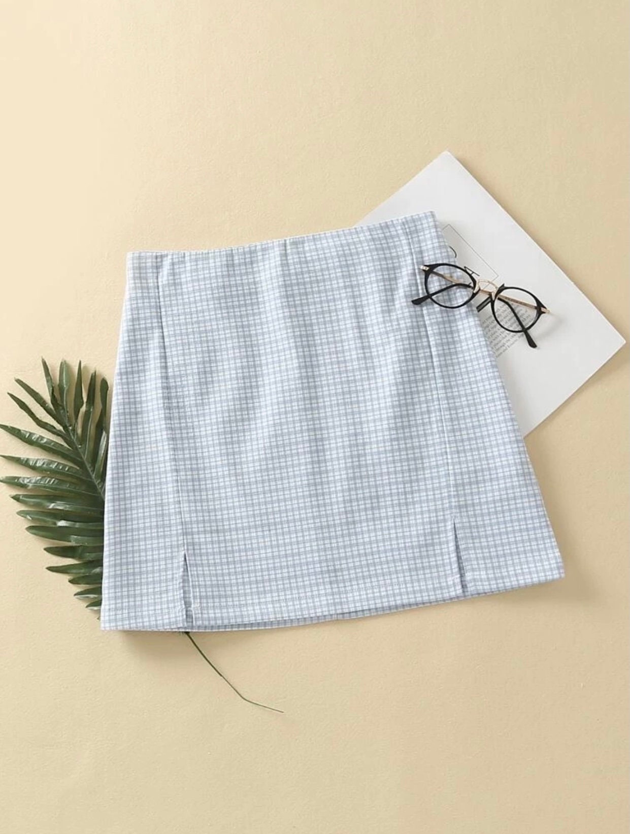 Mini Baby Blue Plaid Skirt Etsy