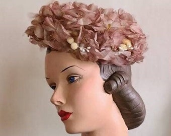 Vintage Silk Organza Flower Pillbox Hat