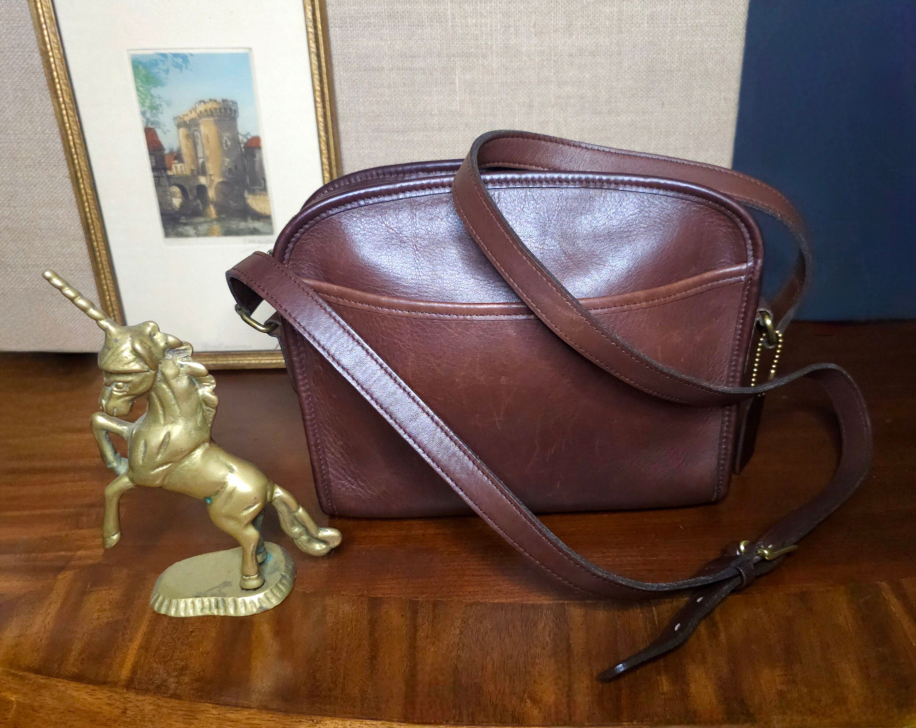 T.J. Maxx Brown Leather Crossbody Bag Purse Knot Detail Adjustable Strap  Pockets