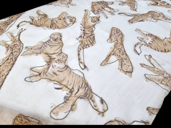 Unique Animal Print Neck Head Scarf Tigers and Le… - image 2