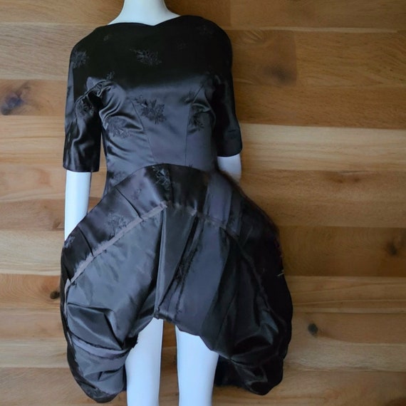 Vintage Black Satin Jacquard Asian Styled Dress E… - image 9