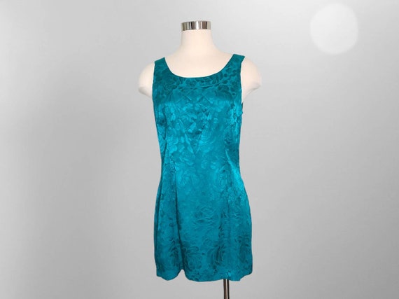 Vintage Pure Silk Suit Dress and Jacket Set Blue … - image 2
