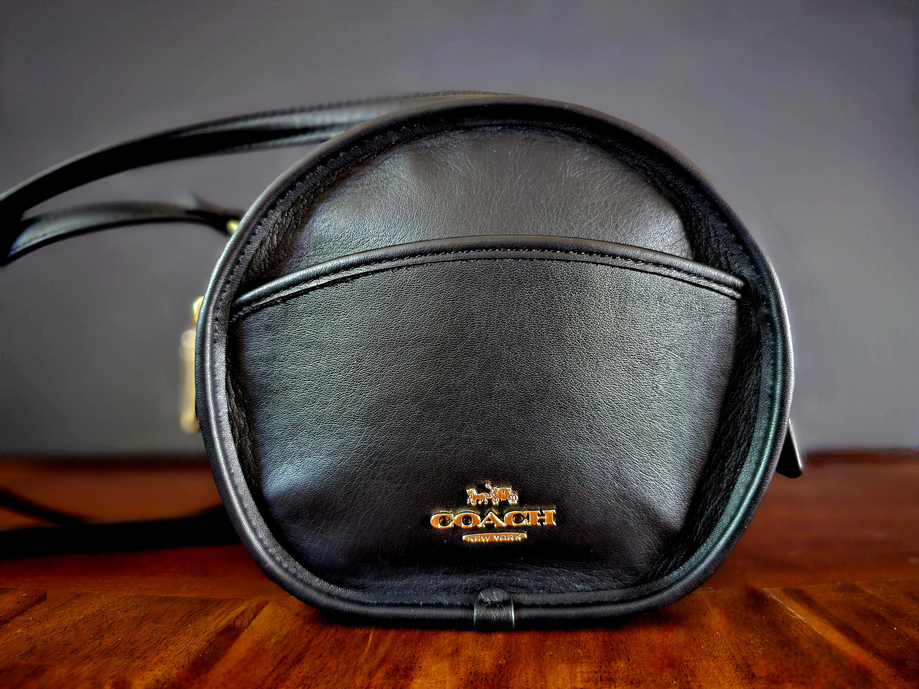 Circa 1990s Early 2000s Vintage Coach Handbag. Black