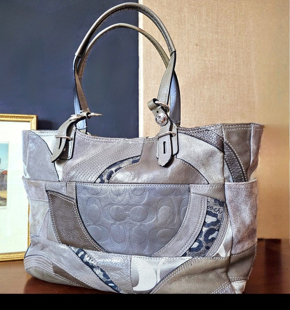 Coach Gray Patchwork Tote AND Wristlet Style No. … - image 3