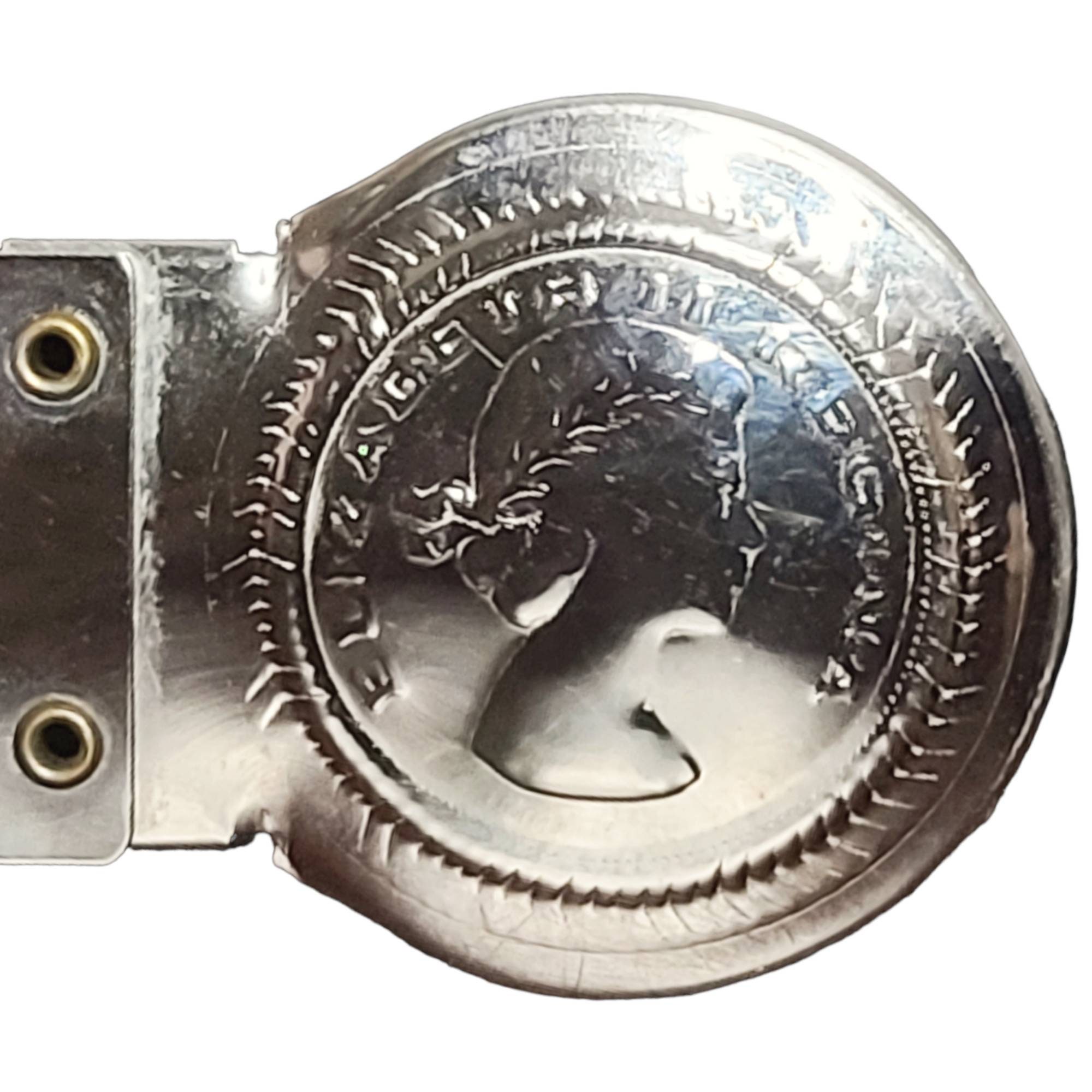 Coin Belt Queen Elizabeth II Regina Stretch Elastic Silver-Tone 30\