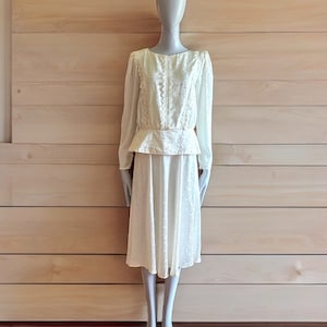 Old World Charm Gunne Sax Jessica Scott McClintock Peplum Dress Off White Boho Wedding Party Edwardian Costume Cottagecore Dress Excellent