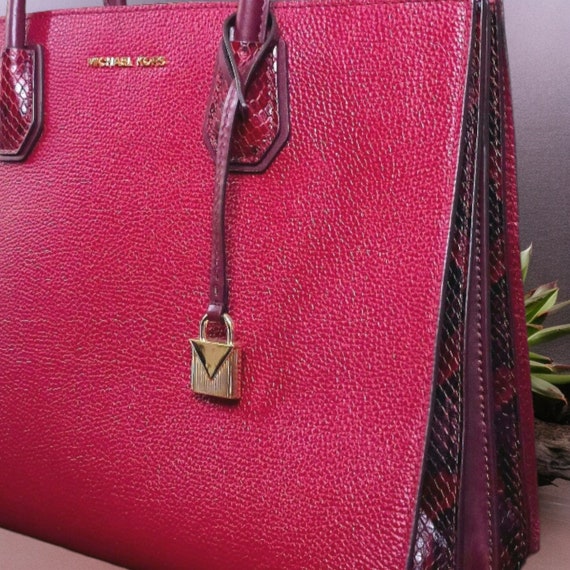 Michael Kors Large Mercer Handbag Oxblood with Ma… - image 3