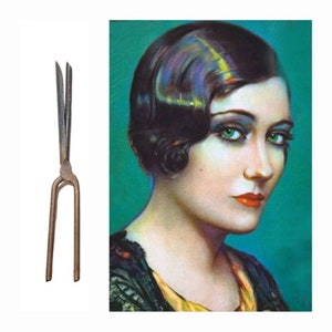 1920s Bob Wave Curling Iron Antique Metal Stove Top Hair and Mustache Crimper.