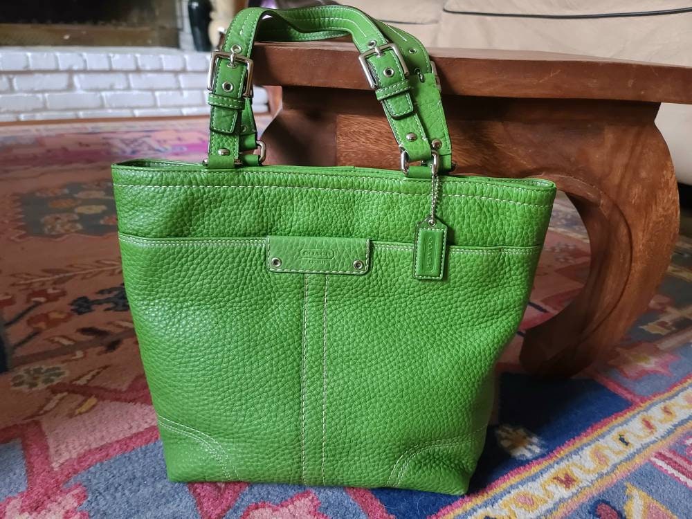 RESERVED - Vintage Coach Green Pebbled Leather Hamilton Tote Bag