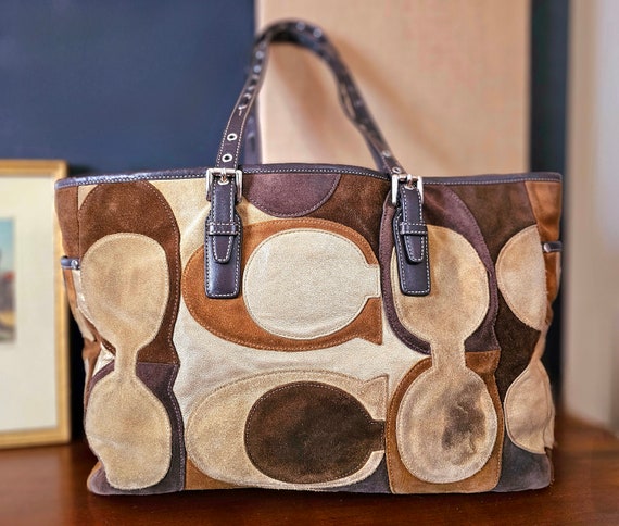 Suede Coach Tote AND Wristlet Boho Vintage Retro … - image 4