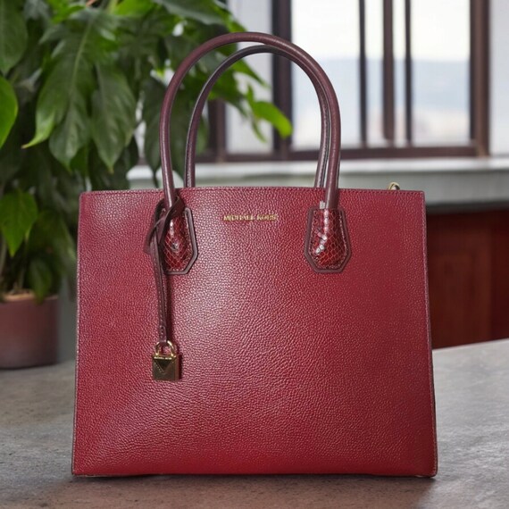 Michael Kors Large Mercer Handbag Oxblood with Ma… - image 10